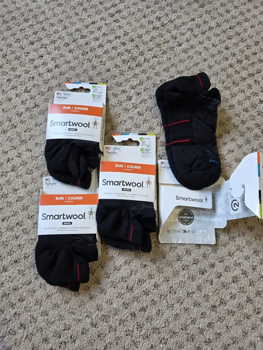Smartwool Black Run Socks with Red Accents
